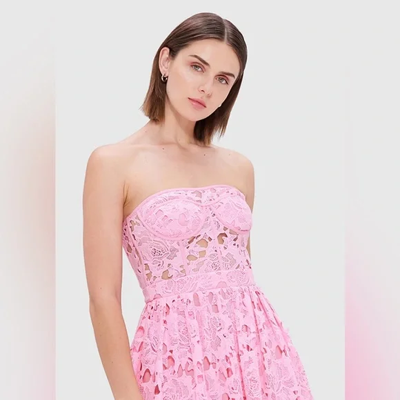coral lace long sleeve dress Lacey